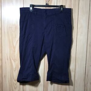 Lee Easy Fit Navy Snap Closure High-Rise Bermuda Shorts 16